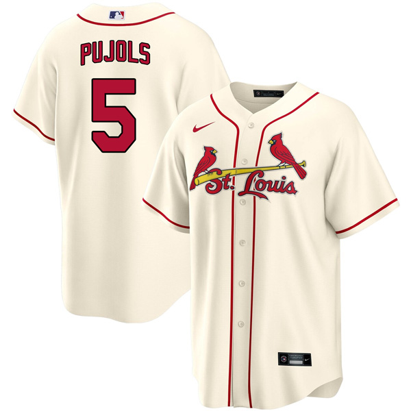 Personalized Men’s St. Louis Cardinals Albert Pujols Stitched Jersey – Cream