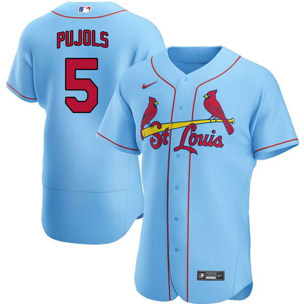 Personalized Men’s St. Louis Cardinals Albert Pujols Stitched Jersey – Light Blue