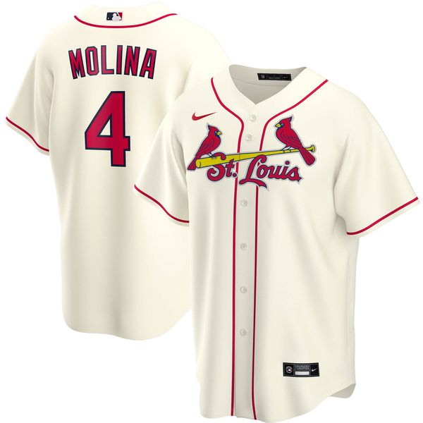Personalized Men’s St. Louis Cardinals Yadier Molina Stitched Jersey – Cream