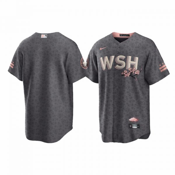 Personalized Men’s Cool Base Washington Nationals Gray 2022 City Connect Cherry Blossom Jersey