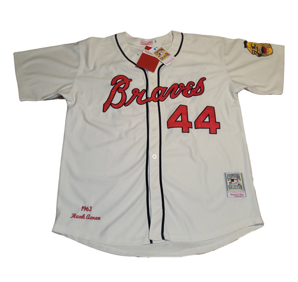 Personalized Men’s Atlanta Braves Hank Aaron #44 White Throwback Jerseys