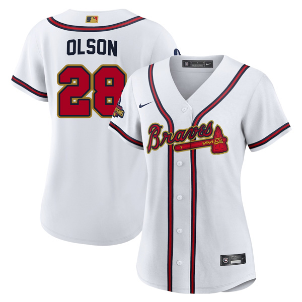 Personalized Women’s Atlanta Braves Matt Olson 2022 Gold Program White Stitched Jersey