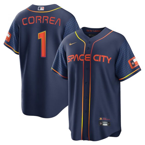 Personalized Men’s Cool Base Carlos Correa Houston Astros 2022 Space City Connect Navy Stitched Jersey