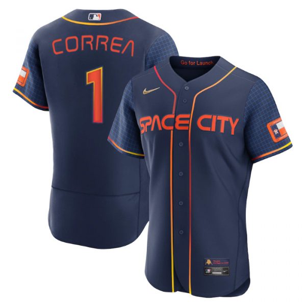 Personalized Men’s Flex Base Carlos Correa Houston Astros 2022 Space City Connect Navy Stitched Jersey