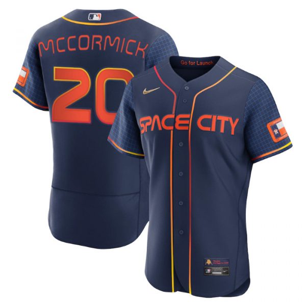 Personalized Men’s Flex Base Chas McCormick Houston Astros 2022 Space City Connect Navy Stitched Jersey