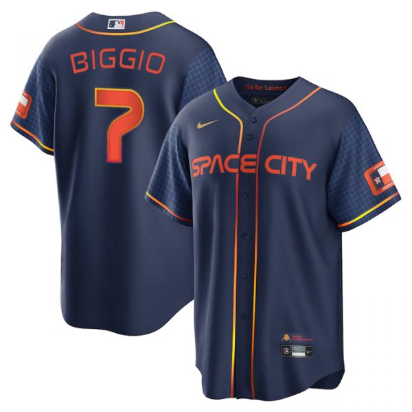 Personalized Men’s Cool Base Craig Biggio Houston Astros 2022 Space City Connect Navy Stitched Jersey