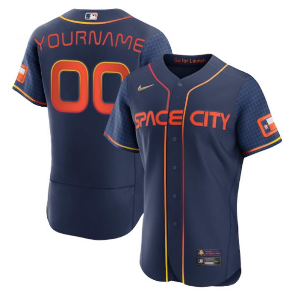 Personalized Men’s Flex Base Houston Astros 2022 Space City Connect Navy Stitched Jersey