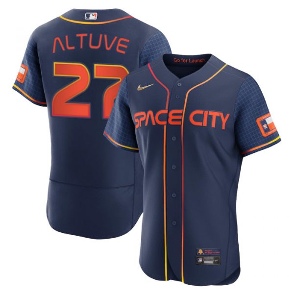 Personalized Men’s Flex Base Jose Altuve Houston Astros 2022 Space City Connect Navy Stitched Jersey