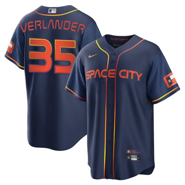 Personalized Men’s Cool Base Justin Verlander Houston Astros 2022 Space City Connect Navy Stitched Jersey
