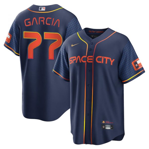 Personalized Men’s Cool Base Luis Garcia Houston Astros 2022 Space City Connect Navy Stitched Jersey
