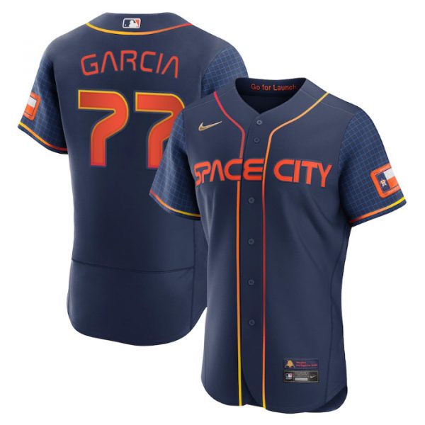Personalized Men’s Flex Base Luis Garcia Houston Astros 2022 Space City Connect Navy Stitched Jersey