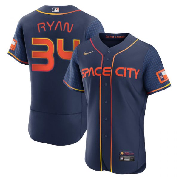 Personalized Men’s Flex Base Nolan Ryan Houston Astros 2022 Space City Connect Navy Stitched Jersey