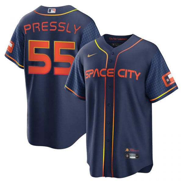 Personalized Men’s Cool Base Ryan Pressly Houston Astros 2022 Space City Connect Navy Stitched Jersey