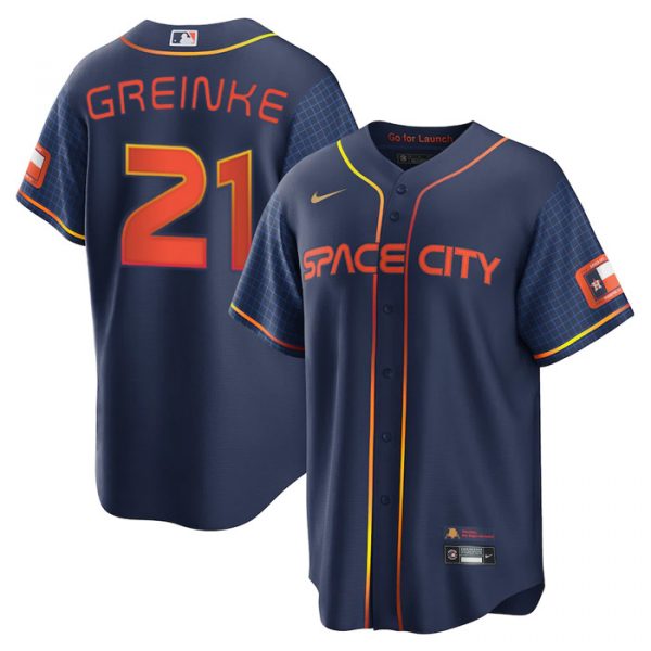 Personalized Men’s Cool Base Zack Greinke Houston Astros 2022 Space City Connect Navy Stitched Jersey