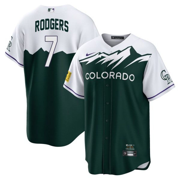 Personalized Youth Colorado Rockies Brendan Rodgers 2022 City Connect Green Stitched Jersey