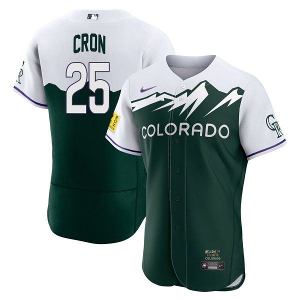 Personalized Men’s Flex Base Colorado Rockies C.J. Cron 2022 City Connect Green Stitched Jersey