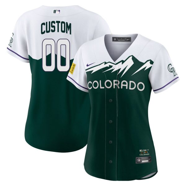 Personalized Women’s Colorado Rockies 2022 City Connect Green Stitched Jersey