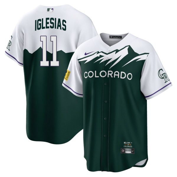 Personalized Men’s Cool Base Colorado Rockies Jose Iglesias 2022 City Connect Green Stitched Jersey