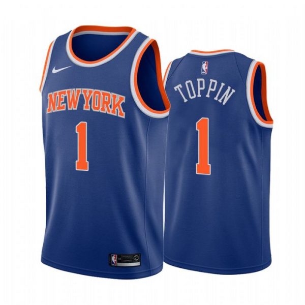 Personalized Men’s Obi Toppin New York Knicks Basketball Jersey Blue