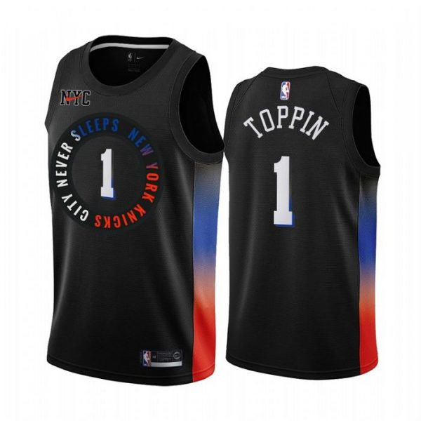 Personalized Men’s Obi Toppin New York Knicks Basketball Jersey Black