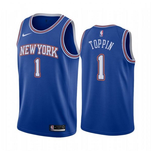 Personalized Men’s Obi Toppin New York Knicks Basketball Jersey Blue