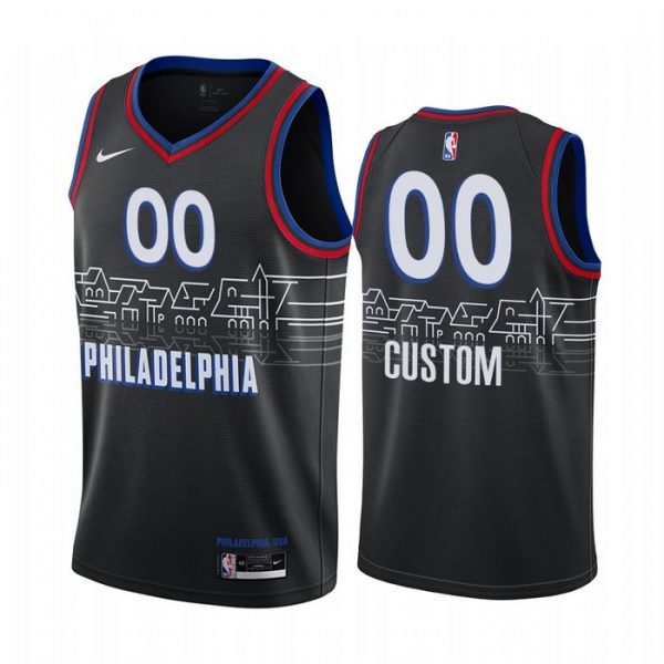 Personalized Men’s Philadelphia 76ers Basketball Jersey Black
