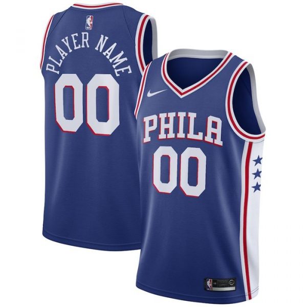 Personalized Men’s Philadelphia 76ers Basketball Jersey Blue