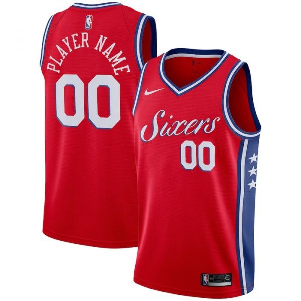 Personalized Men’s Philadelphia 76ers Basketball Jersey Red