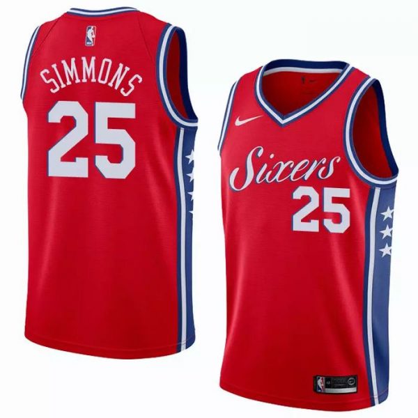 Personalized Men’s Ben Simmons Philadelphia 76ers Basketball Jersey Red