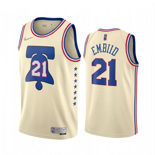 Personalized Men’s Joel Embiid Philadelphia 76ers Basketball Jersey Cream