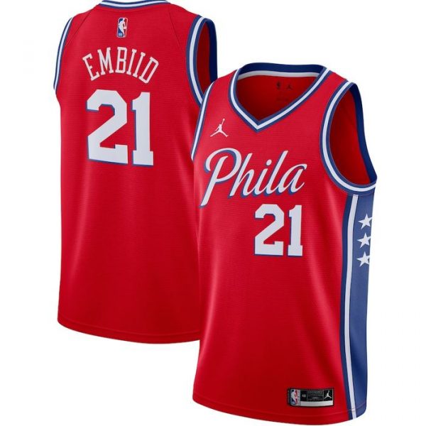 Personalized Men’s Joel Embiid Philadelphia 76ers Basketball Jersey Red