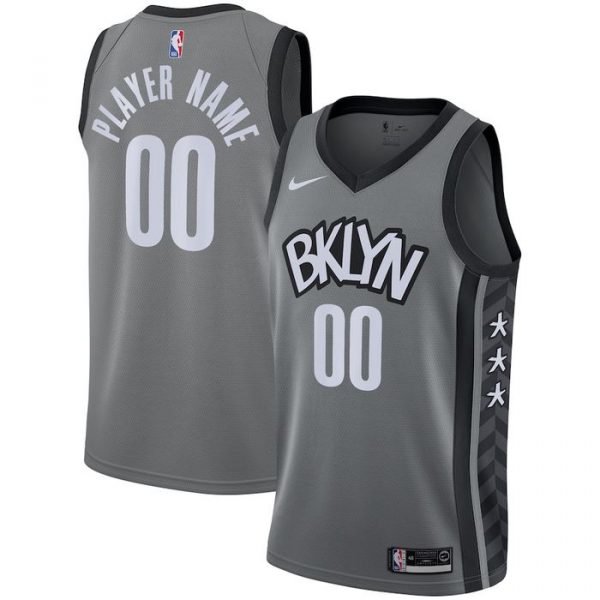 Personalized Men’s Brooklyn Nets Basketball Jersey Gray