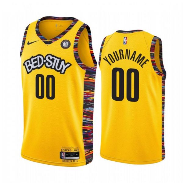 Personalized Men’s Brooklyn Nets Basketball Jersey Yellow