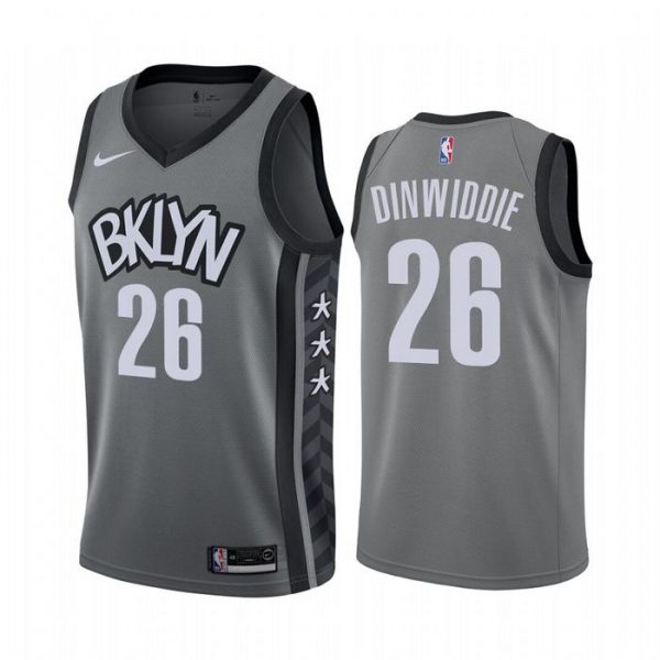 Personalized Men’s Spencer Dinwiddie Brooklyn Nets Basketball Jersey Gray