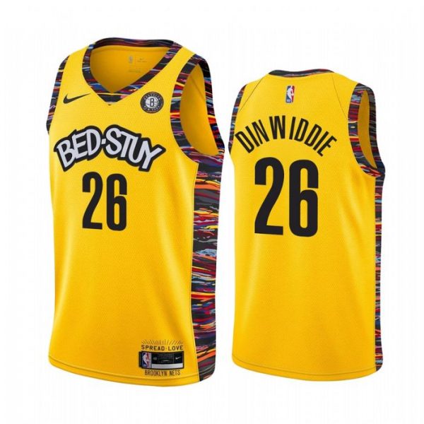 Personalized Men’s Spencer Dinwiddie Brooklyn Nets Basketball Jersey Yellow
