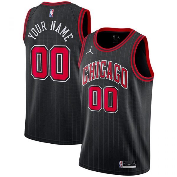 Personalized Men’s Chicago Bulls Basketball Jersey Black Statement