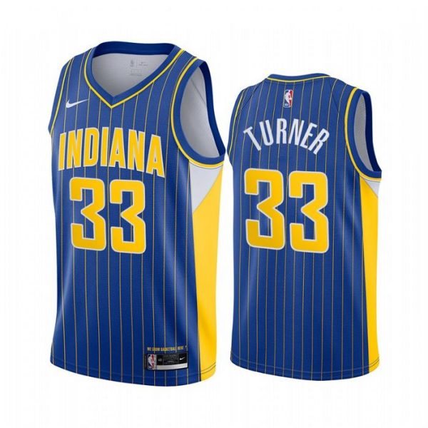 Personalized Men’s Myles Turner Indiana Pacers Basketball Jersey Blue