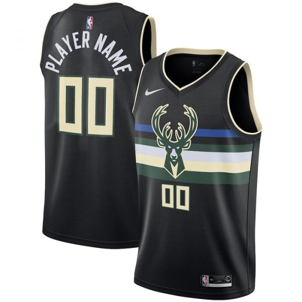 Personalized Men’s Milwaukee Bucks Basketball Jersey Black