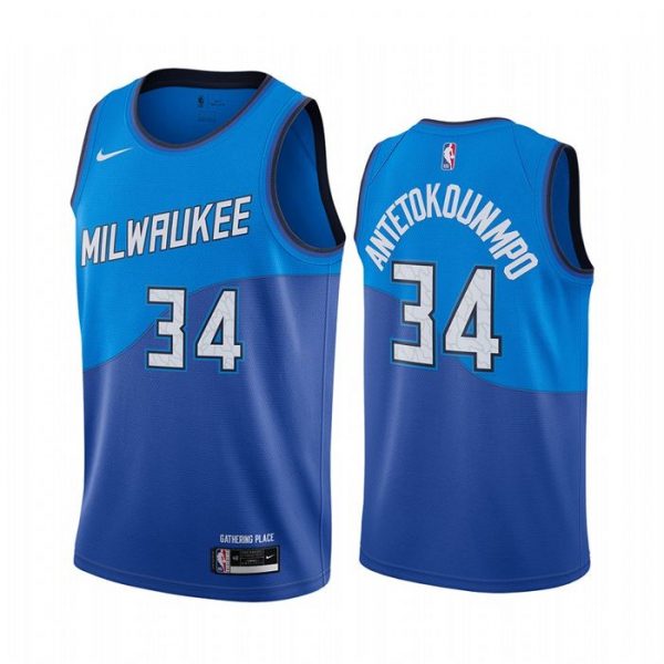 Personalized Men’s Giannis Antetokounmpo Milwaukee Bucks Basketball Jersey Blue