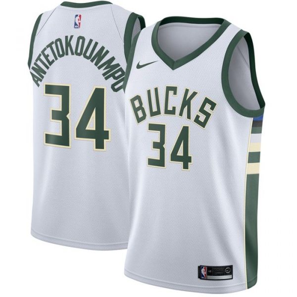 Personalized Men’s Giannis Antetokounmpo Milwaukee Bucks Basketball Jersey White
