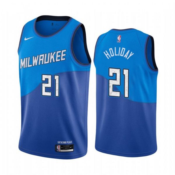 Personalized Men’s Jrue Holiday Milwaukee Bucks Basketball Jersey Blue