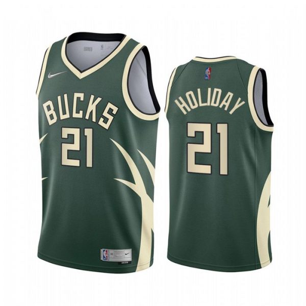 Personalized Men’s Jrue Holiday Milwaukee Bucks Basketball Jersey Green Earned