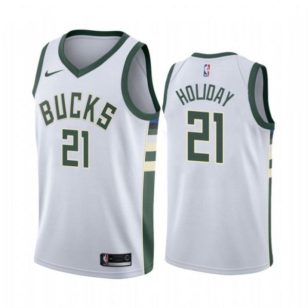 Personalized Men’s Jrue Holiday Milwaukee Bucks Basketball Jersey White