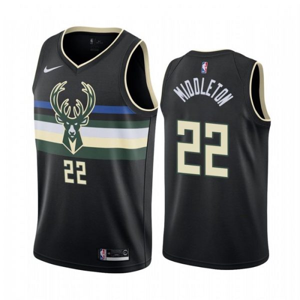 Personalized Men’s Khris Middleton Milwaukee Bucks Basketball Jersey Black Statement