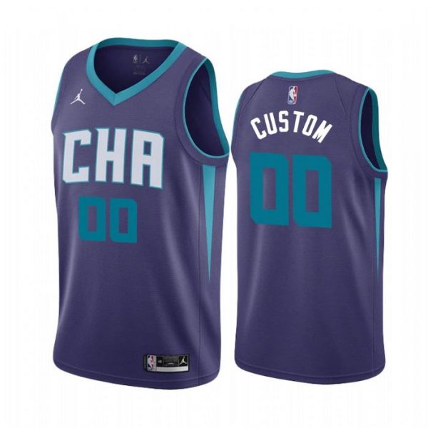 Personalized Men’s Charlotte Hornets Basketball Jersey Purple