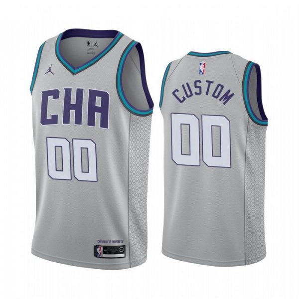 Personalized Men’s Charlotte Hornets Basketball Jersey Gray
