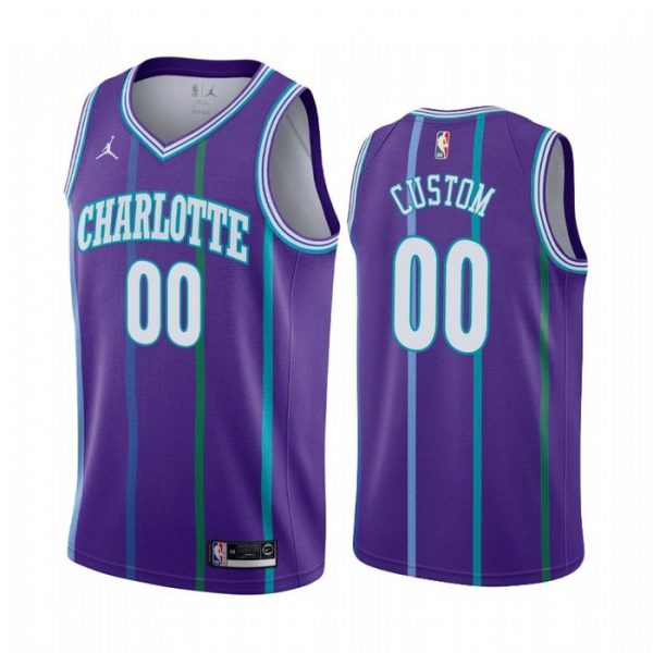 Personalized Men’s Charlotte Hornets Basketball Jersey Purple