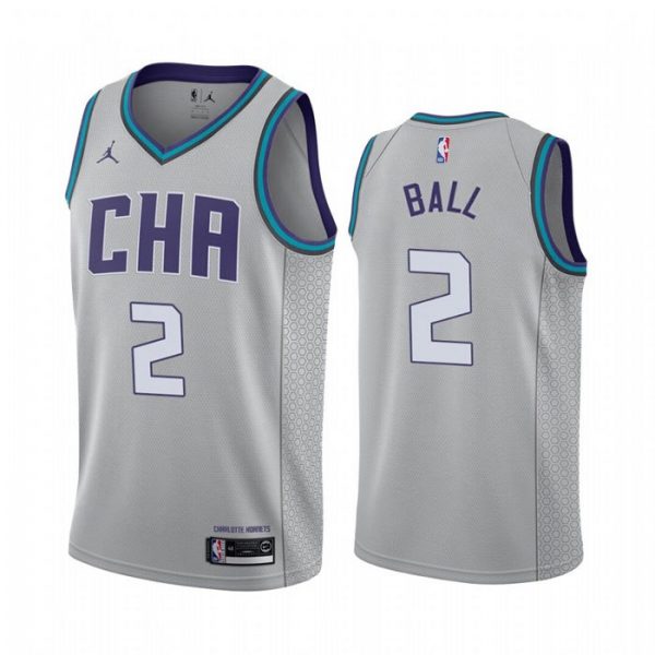 Personalized Men’s LaMelo Ball Charlotte Hornets Basketball Jersey Gray