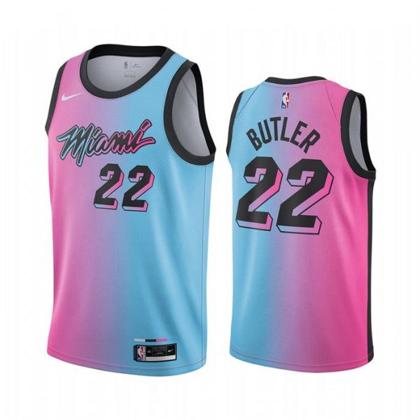 Personalized Men’s Jimmy Butler Miami Heat Basketball Jersey Pink Blue