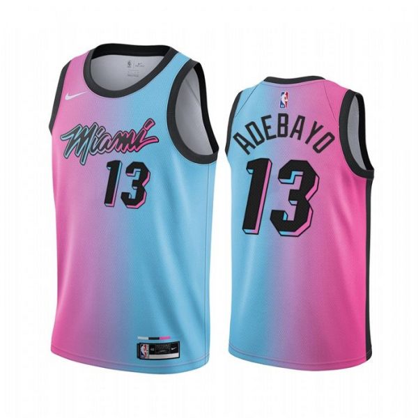Personalized Men’s Bam Adebayo Miami Heat Basketball Jersey Pink Blue